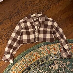 Free people raw hem buffalo check cut off